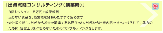 「出資戦略コンサルティング（創業時）」