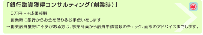 「銀行融資獲得コンサルティング（創業時）」